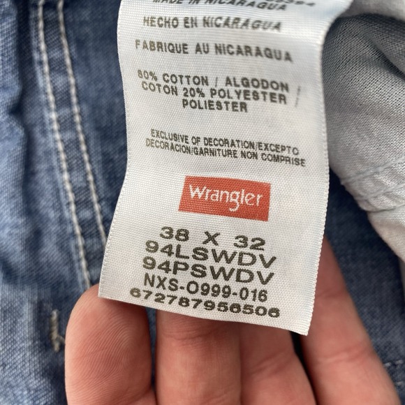 Wrangler Five Star Heritage Carpenter Blue Jeans Mens 38x32 Work Pants SPOTS - Picture 8 of 12